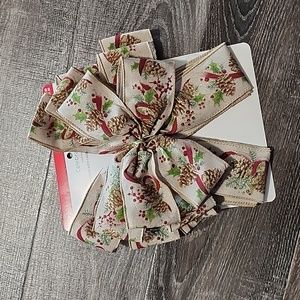Celebrate It pinecone print, wired ribbon Bow